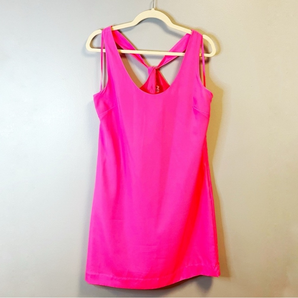 J Crew Factory Dress Hot Pink Halter Mini Dress w/ Side Zip EUC Barbiecore